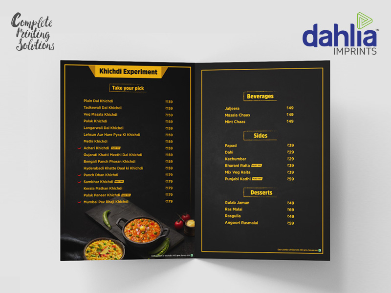 Menu Card Printing Cost, Rate, Price In Bangalore Menu Card Printing Cost, Rate, Price In Bangalore