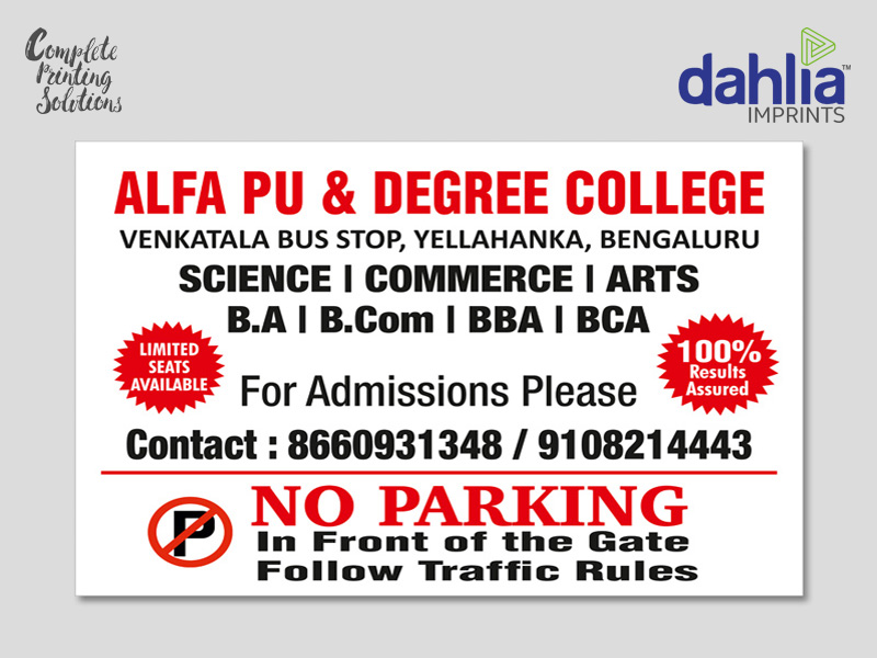 No Parking Board Printing Same Day Delivery In Bangalore No Parking Board Printing Same Day Delivery In Bangalore